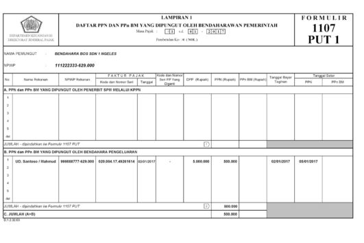 Definisi Dan Batas Waktu Lapor Formulir SPT 1107 PAJAK